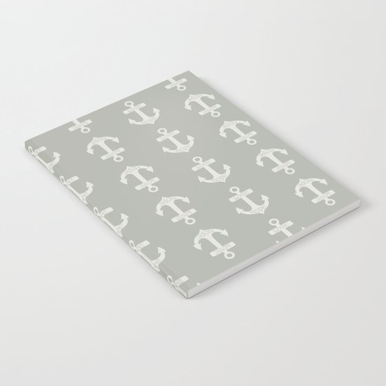 Gray Grey Anchors Notebook