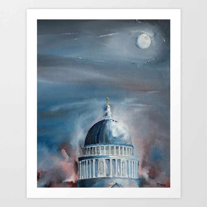 St Paul's Cathedral London lit by the Full Moon Art Print