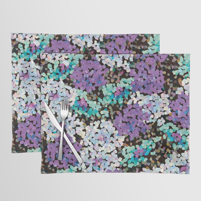 Abstract Modern Floral Crystal Pattern in Light Purple and Aqua Green Placemat