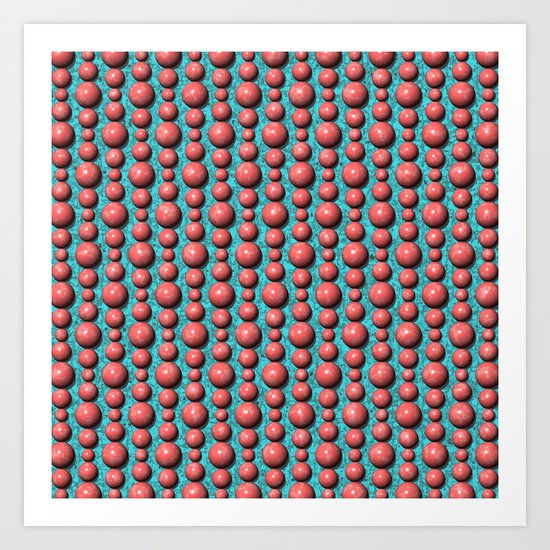Bead Pattern, Coral & Turqoise Art Print