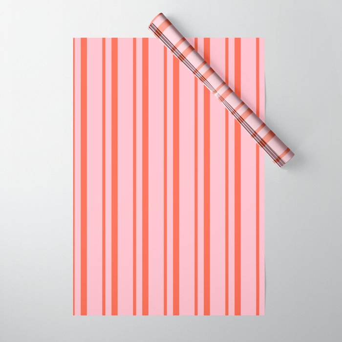 Pink and Red Colored Pattern of Stripes Wrapping Paper