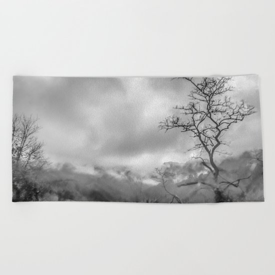 Mist in mountains Beach Towel