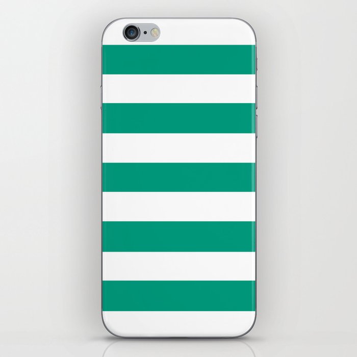 Paolo Veronese green - solid color - white stripes pattern iPhone Skin