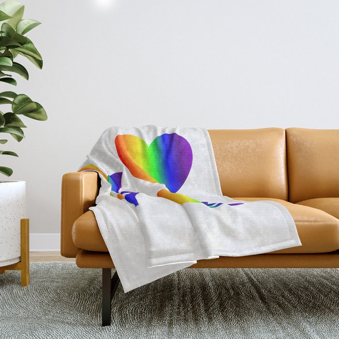 Love Rainbow Heart Throw Blanket