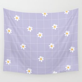 Daisy Florals with Lilac Background Wall Tapestry