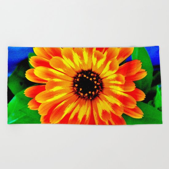 Orange Marigold Beach Towel
