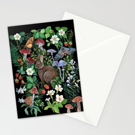 Rabbit and Strawberry Garden Stationery Card