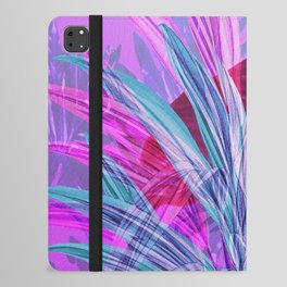 Wild Flower Leaves abstract Art Pink Blue Colorful iPad Folio Case