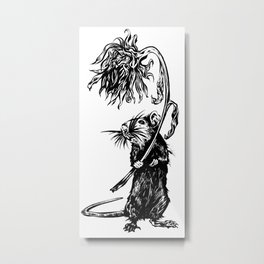 Rat with flower #1 Metal Print | Nyc, Black and White, Inkdrawing, Newyork, Rat, Drawing, Brooklyn, Ratwithflower, Subwayrat, Deadflowers 