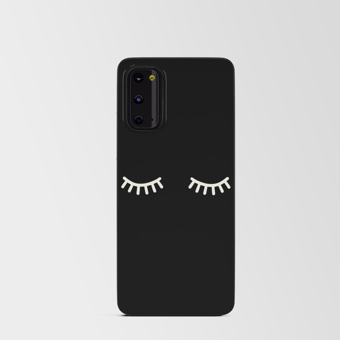 Eyelashes | Black & White Sleeping Eyes Android Card Case