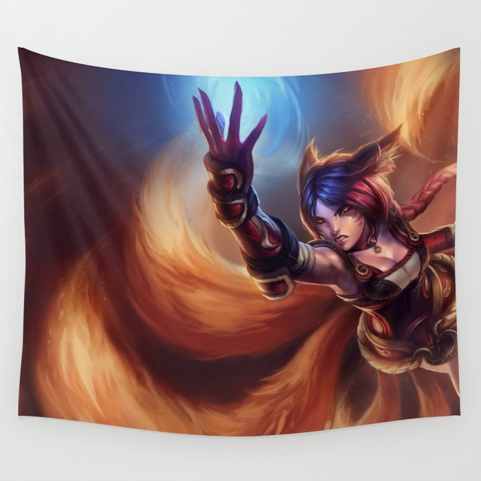 Foxfire Ahri League Of Legends Wall Tapestry By Amumus