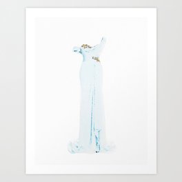 Blue Grecian Gown Fashion Illustration Greek Goddess Dress Art Print