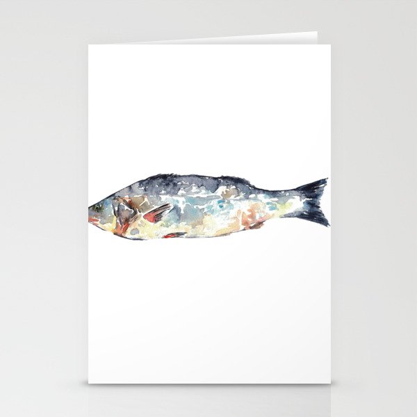 Sea Bass Fish Kitchen Decor Picture Wall Poster Watercolor
