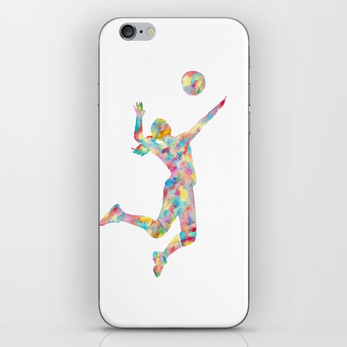 Girl volleyball players art game play sport print watercolor iPhone Skin