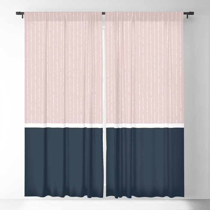 Pink & Navy Blackout Curtain