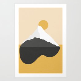 Abstract Mountain - Golden Desert Art Print