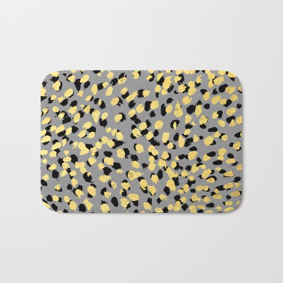 Colvi - leopard animal print gold black and white gender neutral modern trendy non binary art decor Bath Mat