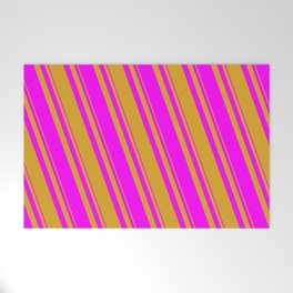 [ Thumbnail: Goldenrod and Fuchsia Colored Lined/Striped Pattern Welcome Mat ]