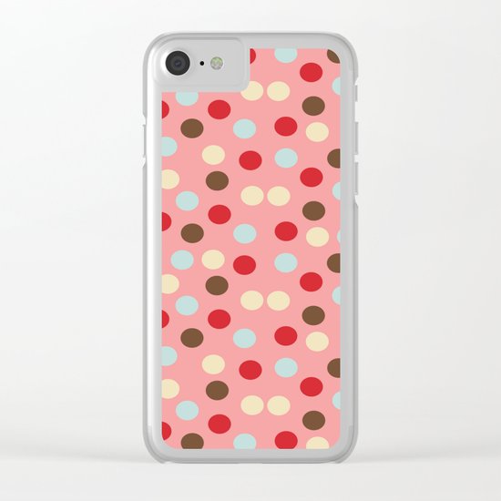 Christmas dots pink Clear iPhone Case