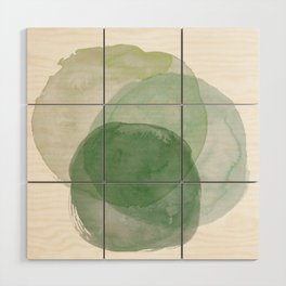 Abstract Organic Watercolor Shapes Painting in Green Wood Wall Art
