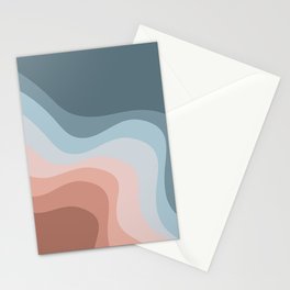 Blue and pink retro style waves Stationery Card