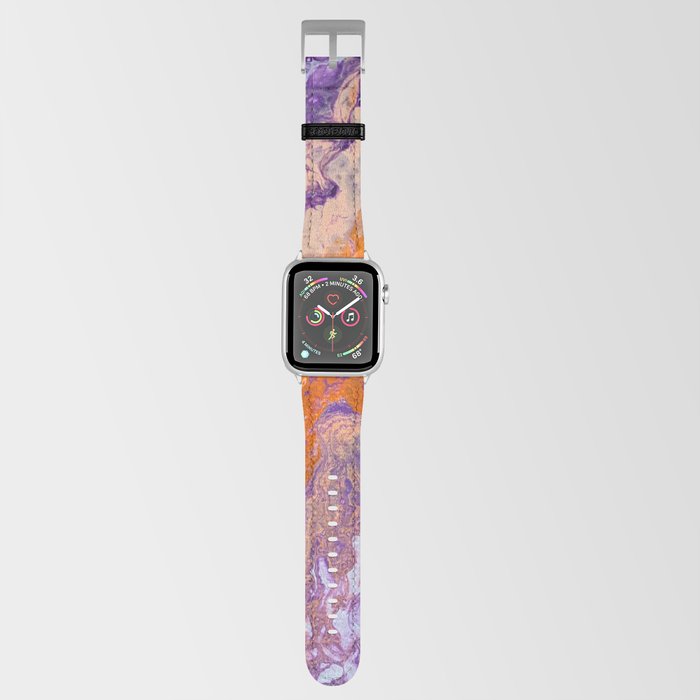 Clemson Orange and Purple Paint Pour Effect Apple Watch Band