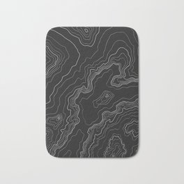 Black & White Topography map Badematte | Digital, Curated, World, Science, Earth, Travel, Minimalistic, Vector, Mountains, Lines 