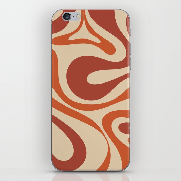 Mod Swirl Retro Abstract Pattern in Mid Mod Burnt Orange Rust Beige iPhone Skin