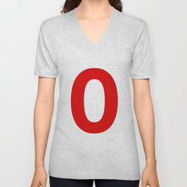 Number 0 (Red & White) V Neck T Shirt