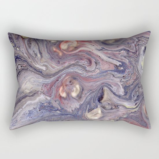 Purple Red Blue Black Yellow Marbled Paint Rectangular Pillow