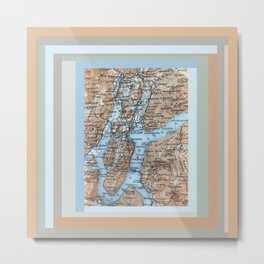 Lugano Italy map, blue terracotta antique vintage Metal Print | Lake, Oldmapofitaly, Blue, Graphicdesign, Northern, Mapofitaly, Antiquemap, Europeanmap, Map, Vintage 