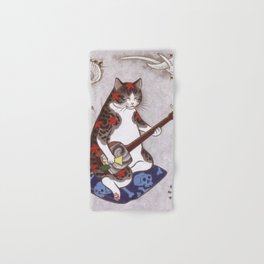 Antique Japanese Woodblock Yakuza Tattoo Cat  Hand & Bath Towel