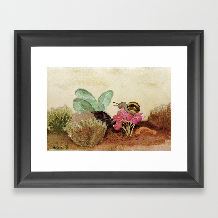 Little Snail Friend Framed Art Print
