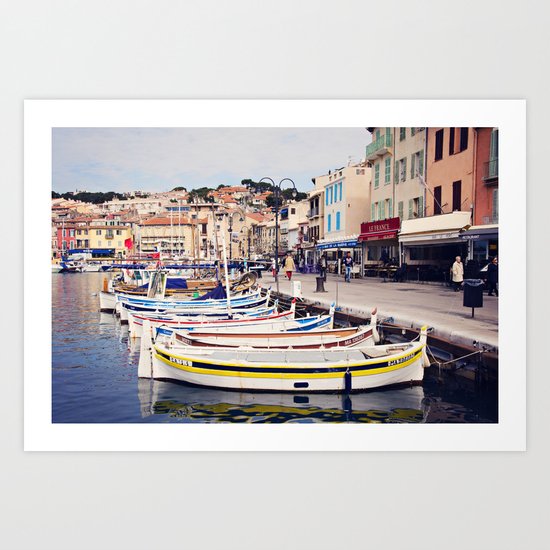 Boats in Cassis Harbor Art Print