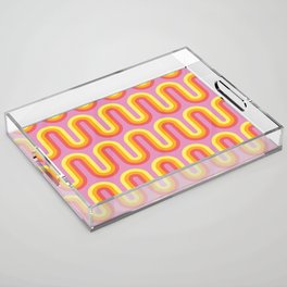 Nostalgic Retro Pattern on Pink Acrylic Tray