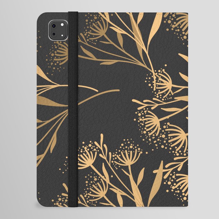 Golden Luxury Elegant Floral Nature Pattern iPad Folio Case