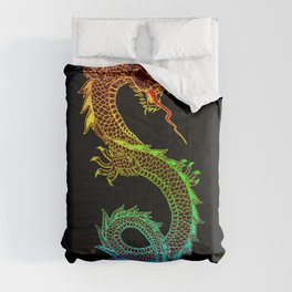 Traditional Chinese dragon in rainbow colors Comforter