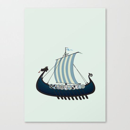 Blue viking ship Canvas Print