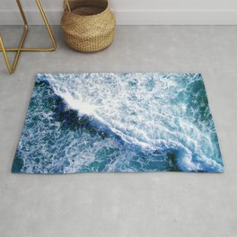 Ocean Wave Rug | Photo, Seafoam, Texture, Water, Rough, Ocean, Patterns, Sea, Blue, Waves 