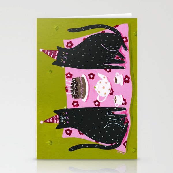 Tea and Cake with Cats Stationery Cards