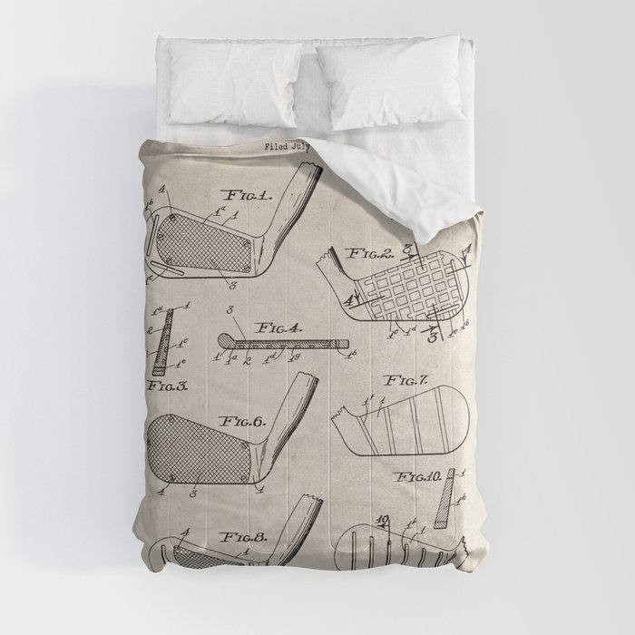 Golf Clubs Patent - Golfing Art - Antique Comforter