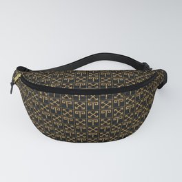 Black and Gold Aries symbol pattern. Digital Illustration Background Fanny Pack