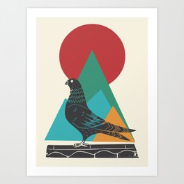 Whimsical pigeon Art Print