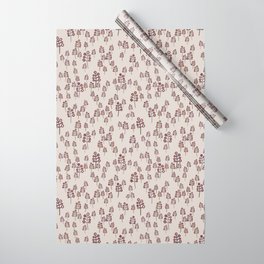 Red and tan hand drawn berries and branches Wrapping Paper