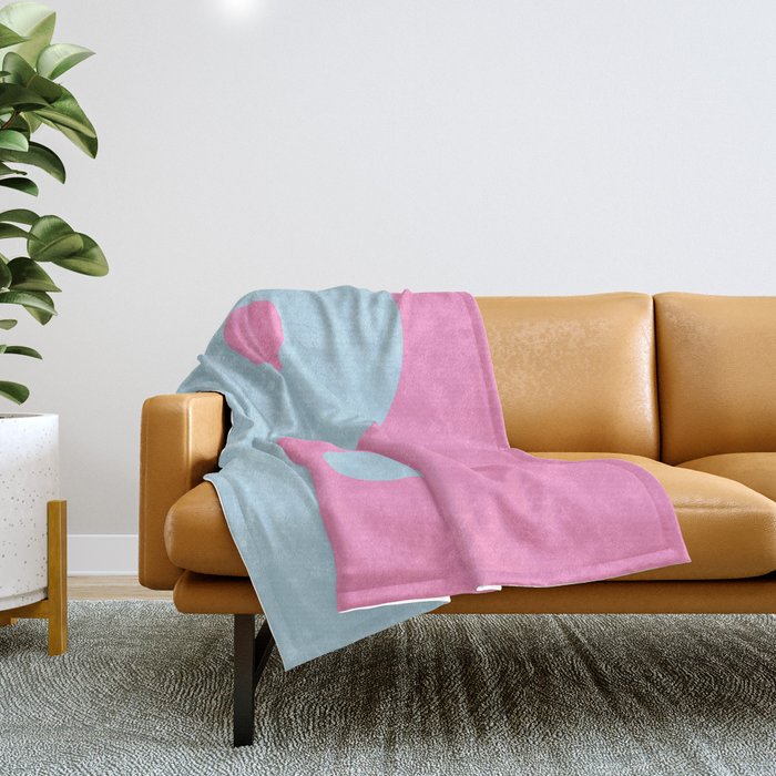 Vintage Pink And Blue Colorful Yin Yang Throw Blanket
