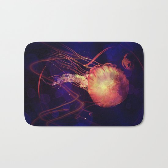 Jellyfish of the Blacklight Electro Rave Bath Mat
