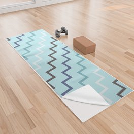 Modern Sky Blue Zigzag Chevron Pattern-Geometric Abstract Yoga Towel
