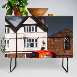 Great Britain Photography - Phonebooth By Some White British Houses Credenza