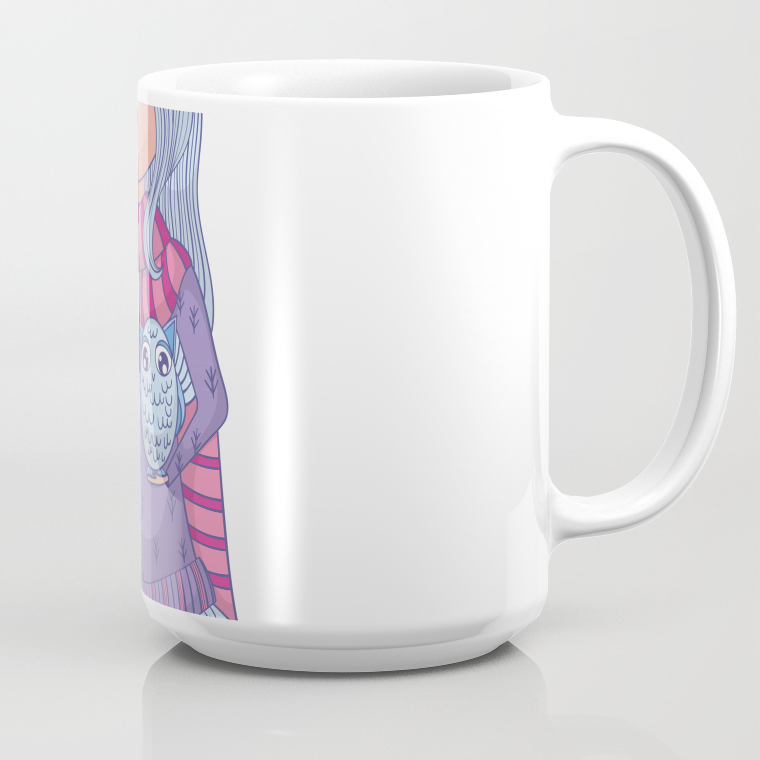 Cute Anime Girl In Tutu And Winter Clothes With Owl Cartoon Character Coffee Mug By Kateja2 Society6