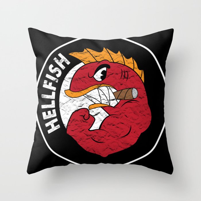 Flying Hellfish Throw Pillow